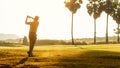 Golfer sport course golf ball fairway. Royalty Free Stock Photo